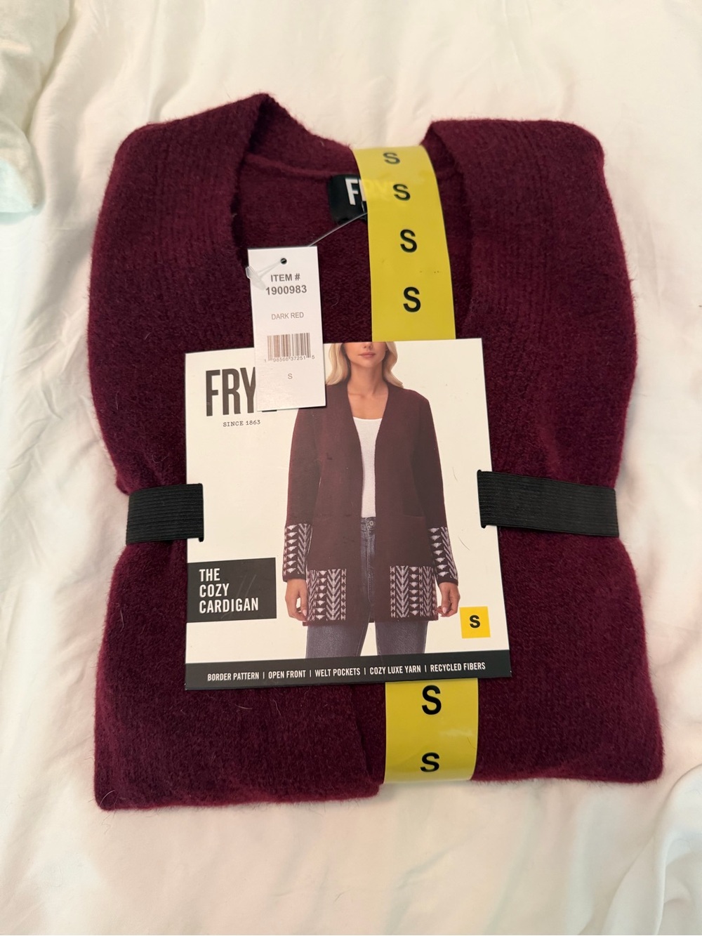 Frye Cozy Open-Front Cardigan - Dark Red
